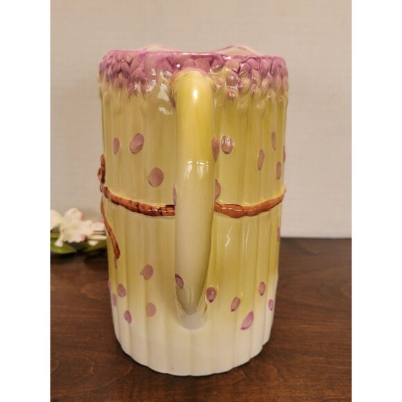 Ceramic Aparagus Stalks Pitcher Vase Tromp L'oeil Style Lavender & Greenish 8" - Picture 2 of 7